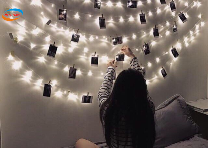 trang trí phòng ngủ bằng đèn đom đóm