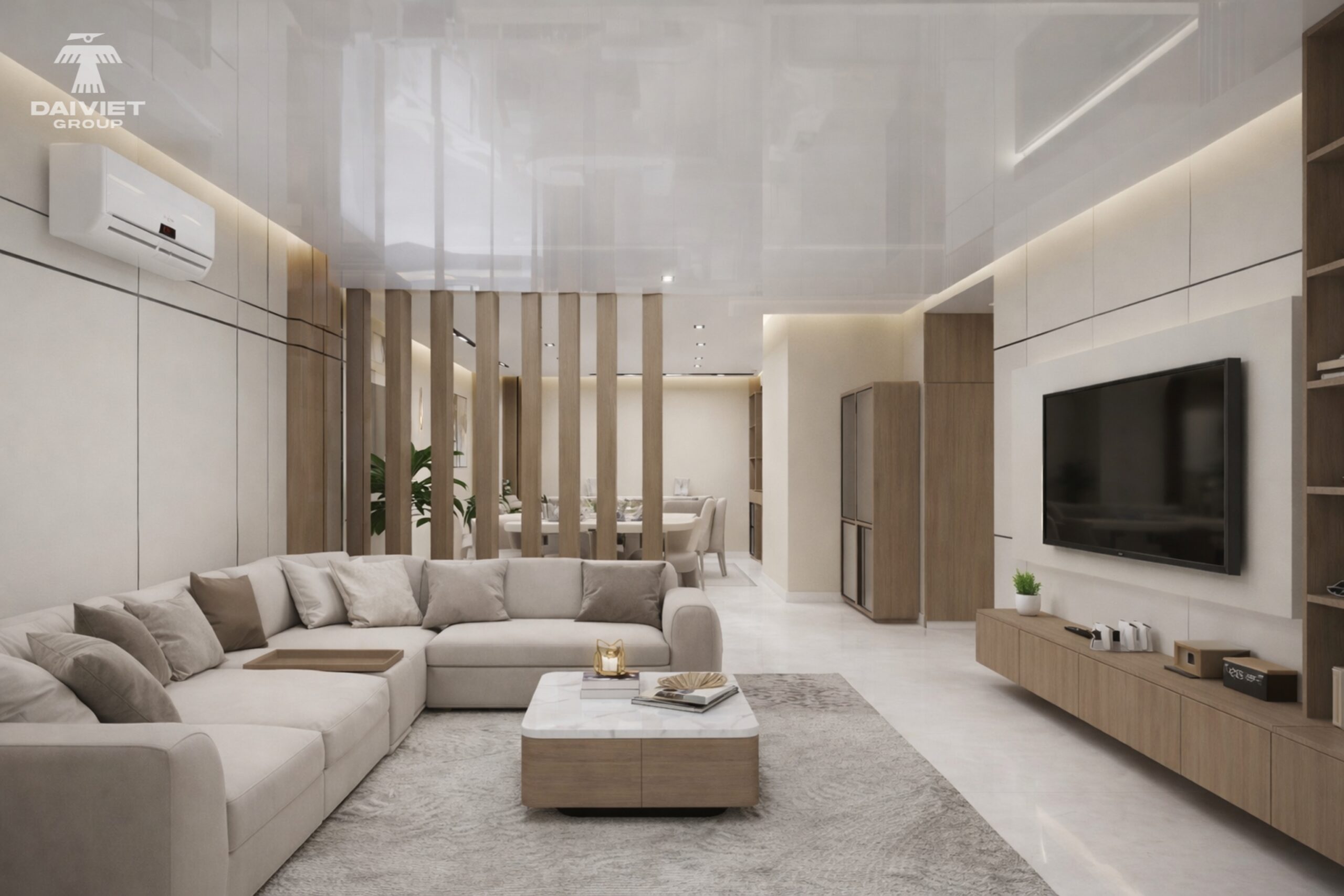 New-Style Living Room with PVC Bamboo Charcoal Wall Panel